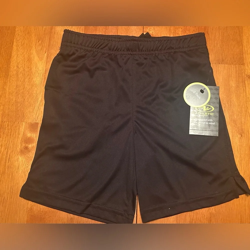 Athletic Works Boys Performance Shorts 2 pair total, black,size S 6-7